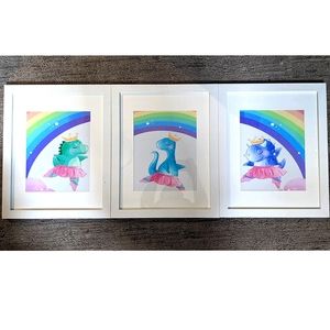 3 Dancing Dinosaur Framed Prints